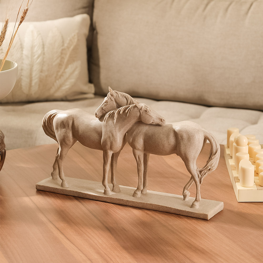 Horse and Mare Sculpture Medium - Speckled Beige