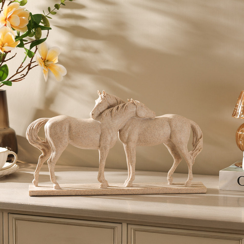 Horse and Mare Sculpture Medium - Speckled Beige
