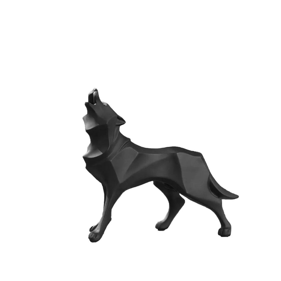 Howling Wolf Decorative Sculpture - Black