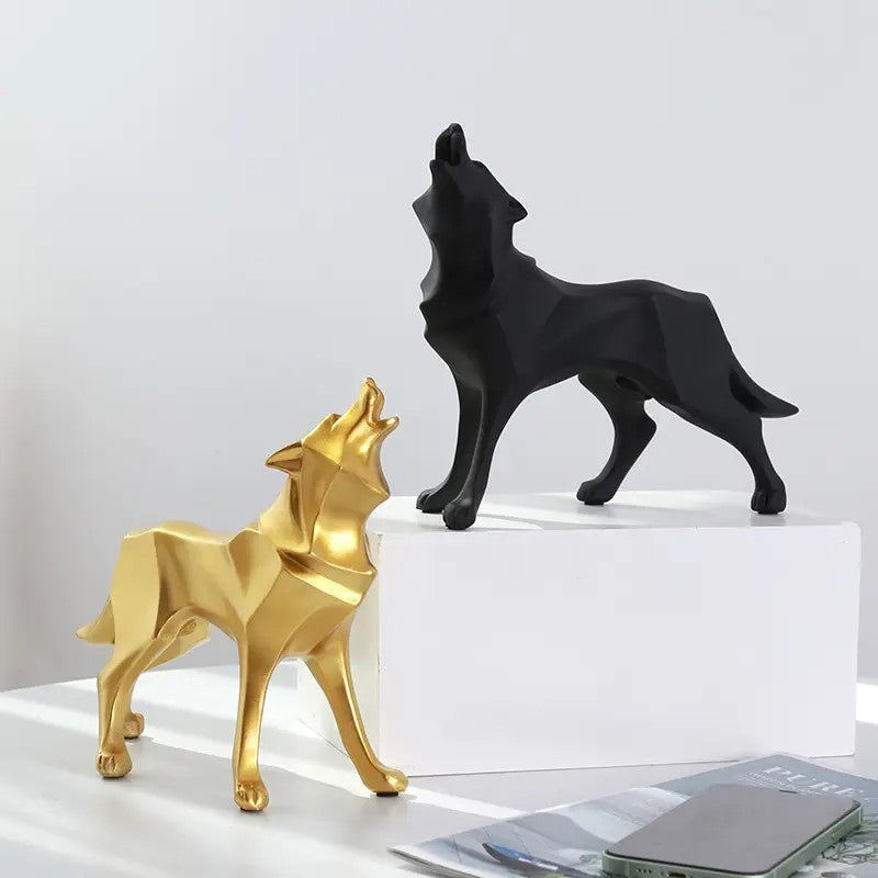 Howling Wolf Decorative Sculpture - Black