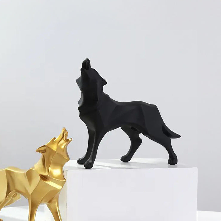 Howling Wolf Decorative Sculpture - Black