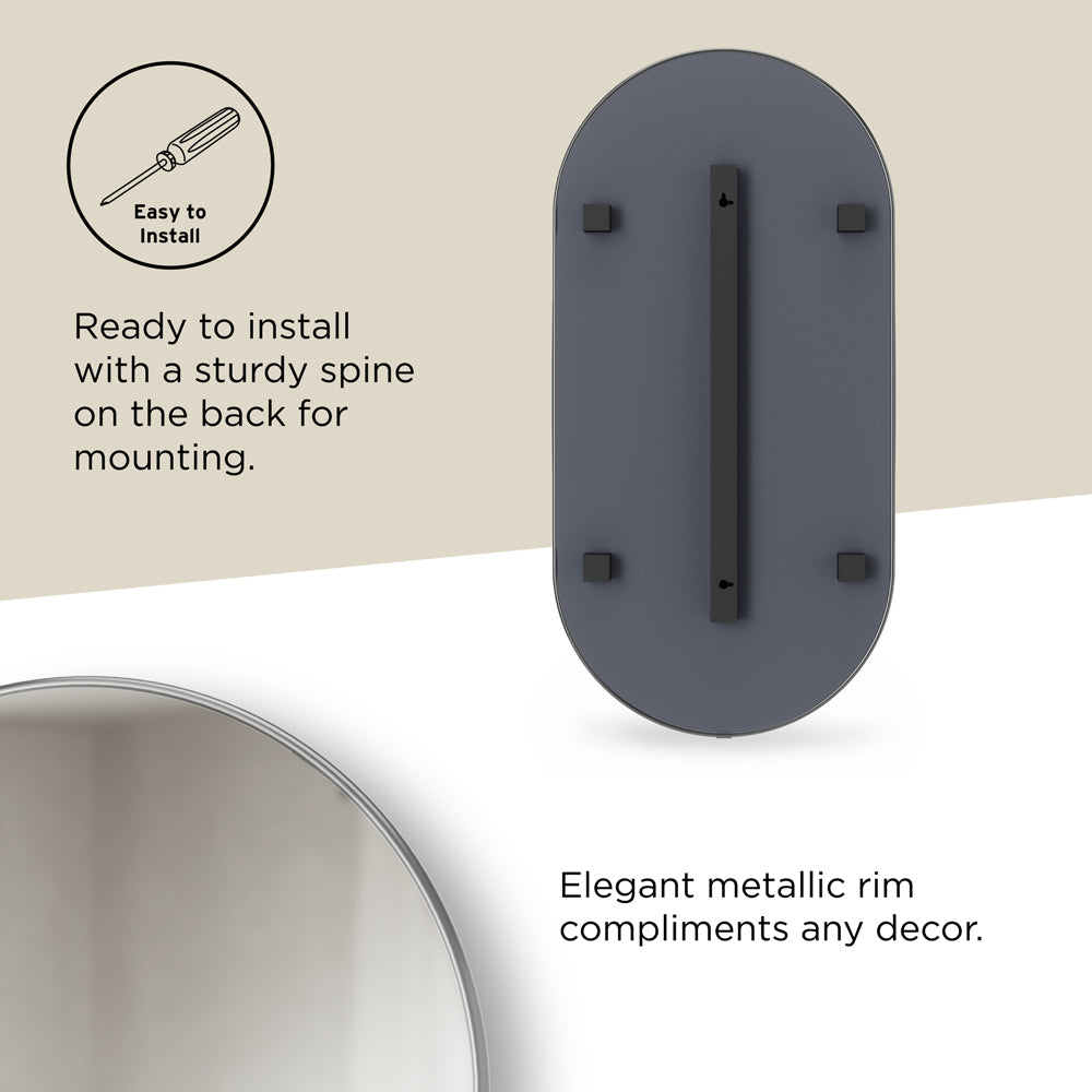Hubba Pill Mirror 90 cm - Metallic Titanium