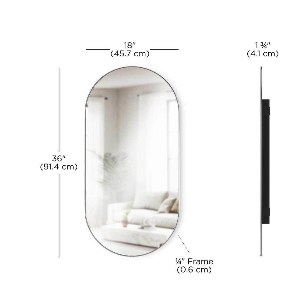 Hubba Pill Mirror 90 cm - Metallic Titanium