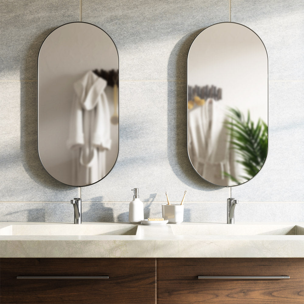 Hubba Pill Mirror 90 cm - Metallic Titanium