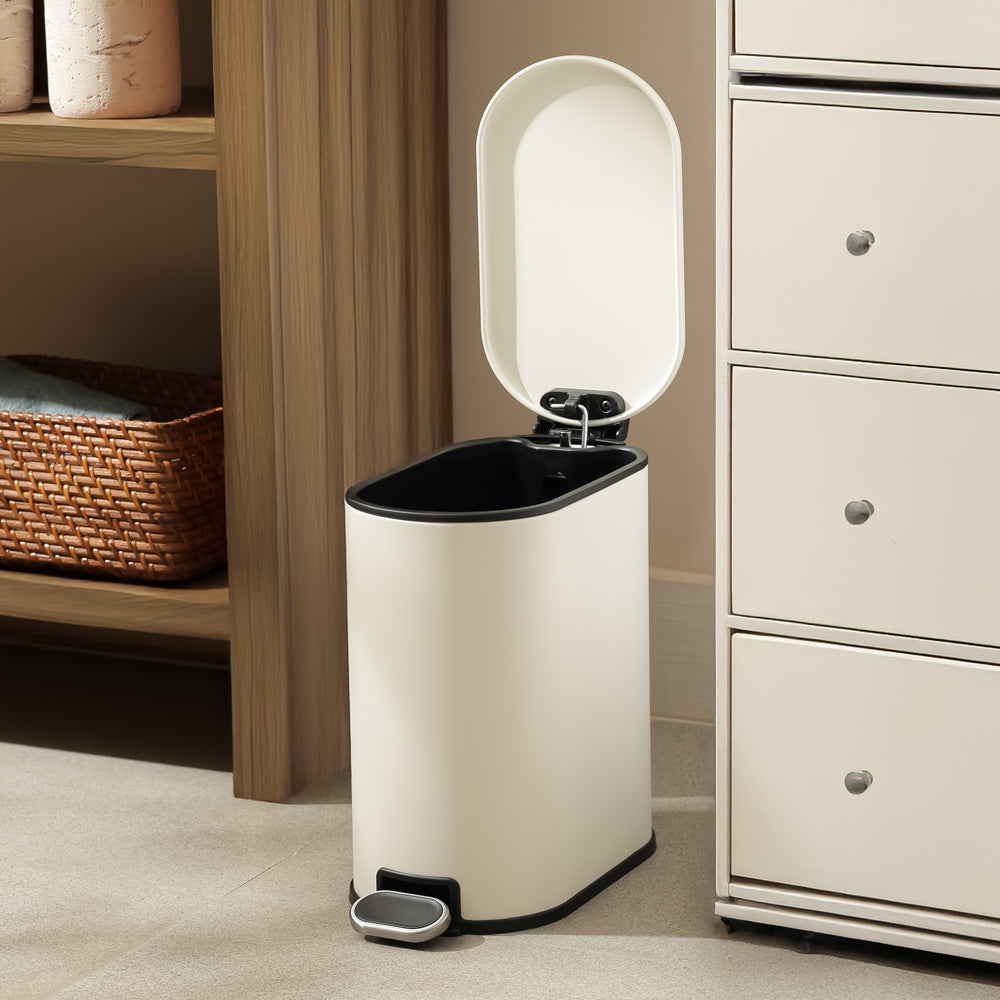 Hugo Slim Pedal Bin 5L - White