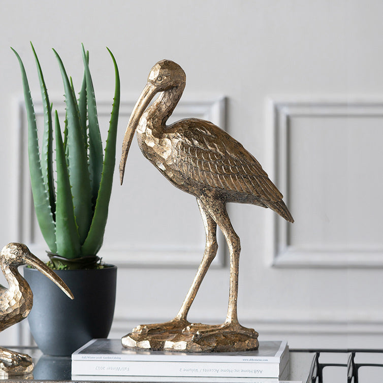 Hunting Crane Sculpture Large - Gold