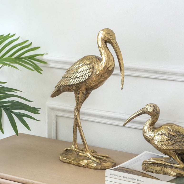 Hunting Crane Sculpture Large - Gold