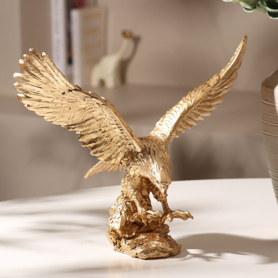 Hunting Eagle Sculpture Medium - Gold