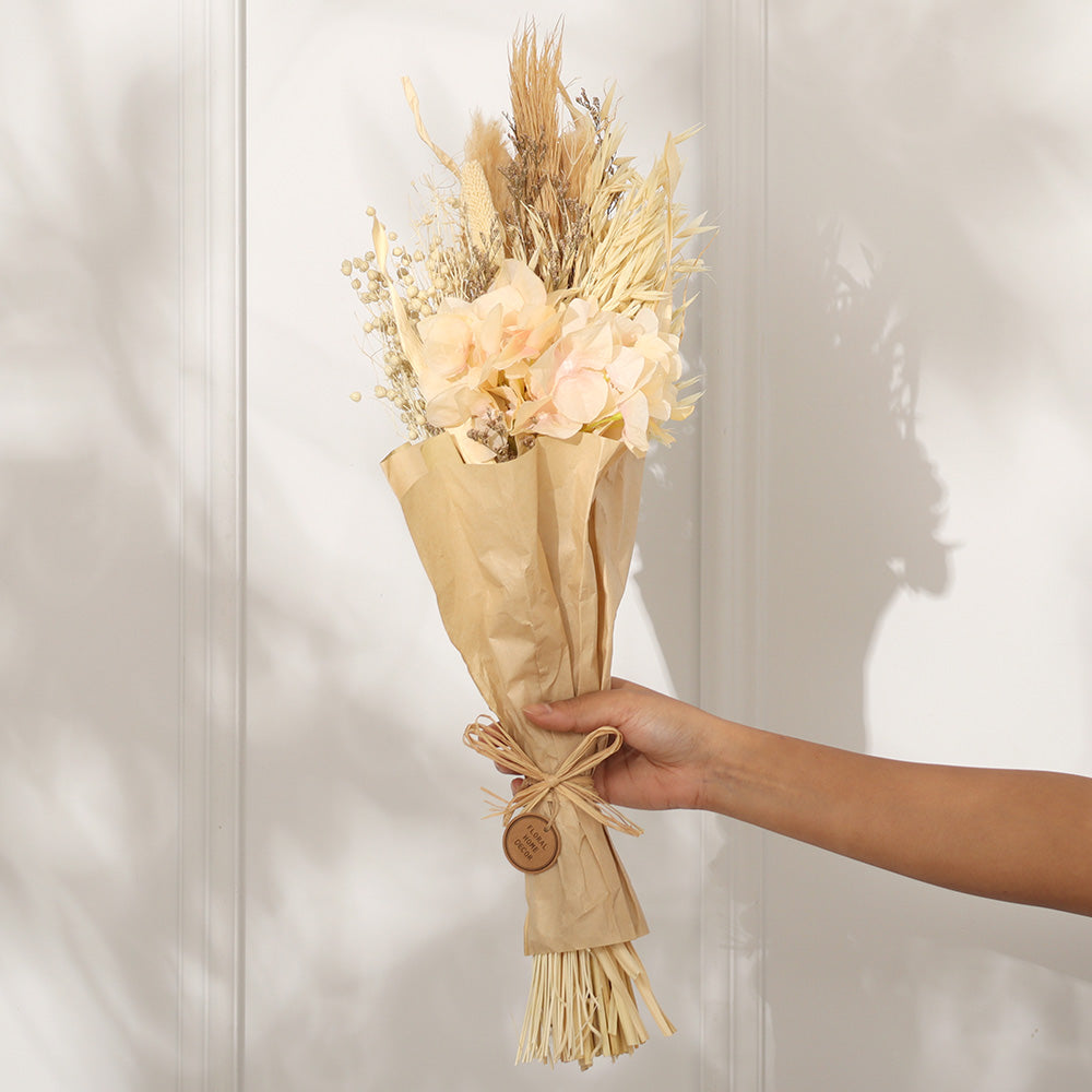 Hydrangea Bouquet in Parchment Medium - Ivory