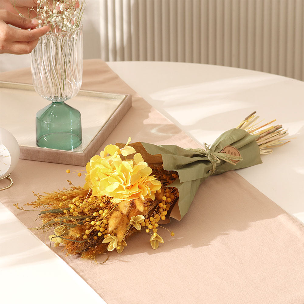 Hydrangea Bouquet in Parchment Medium - Yellow