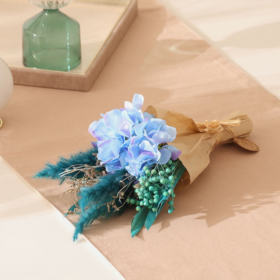 Hydrangea Bouquet in Parchment Small - Blue