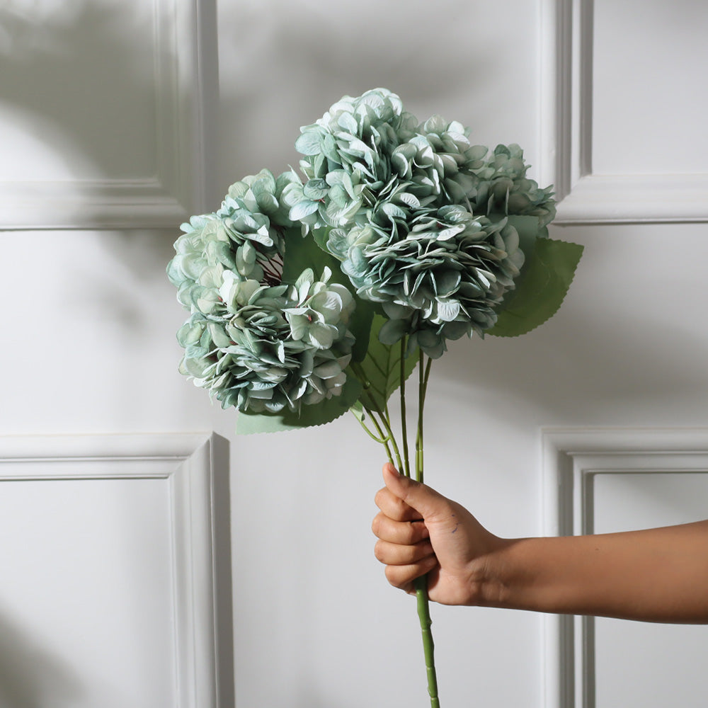 Hydrangea Faux Bunch, Set of 2 - Sky Blue