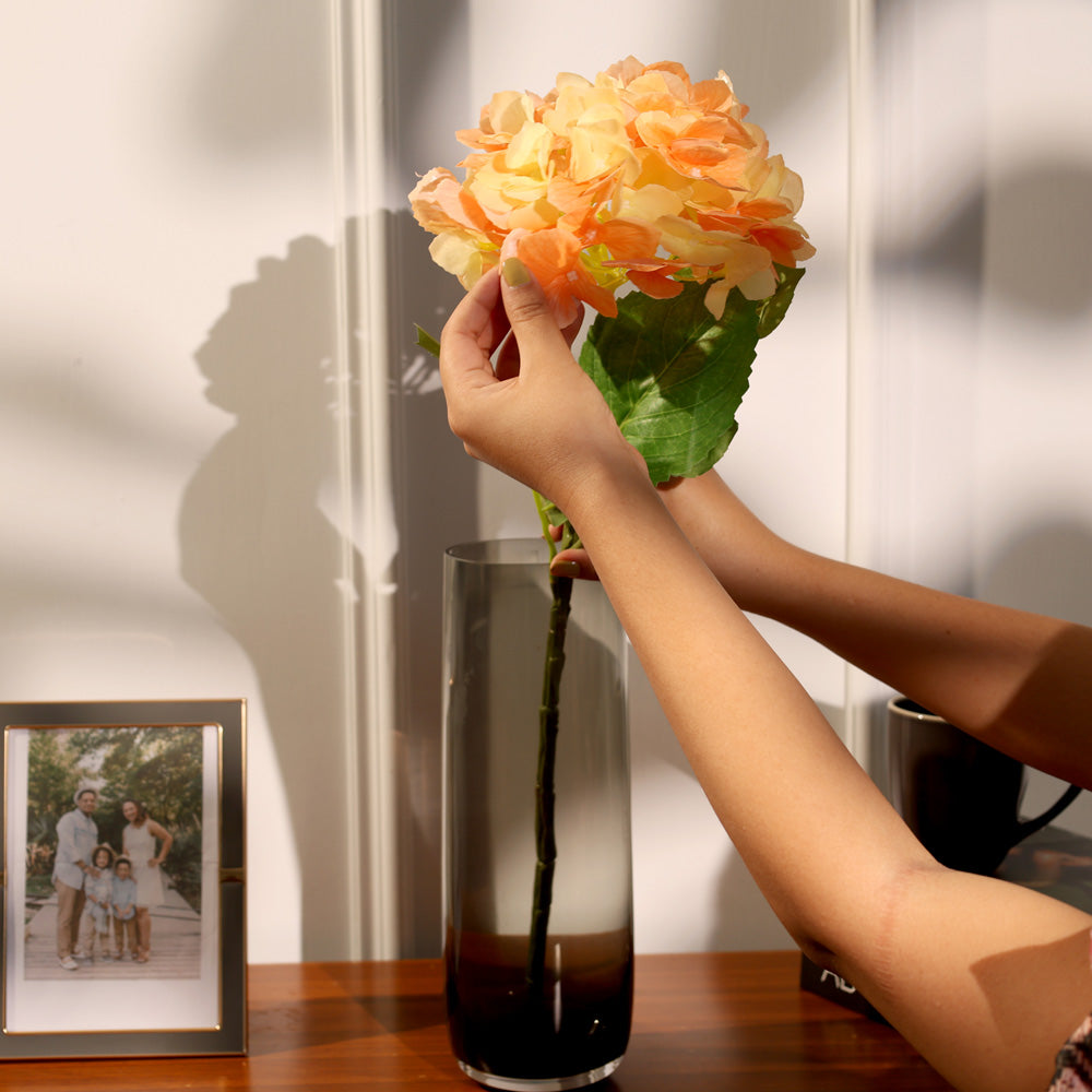 Hydrangea Faux Stem - Tangerine