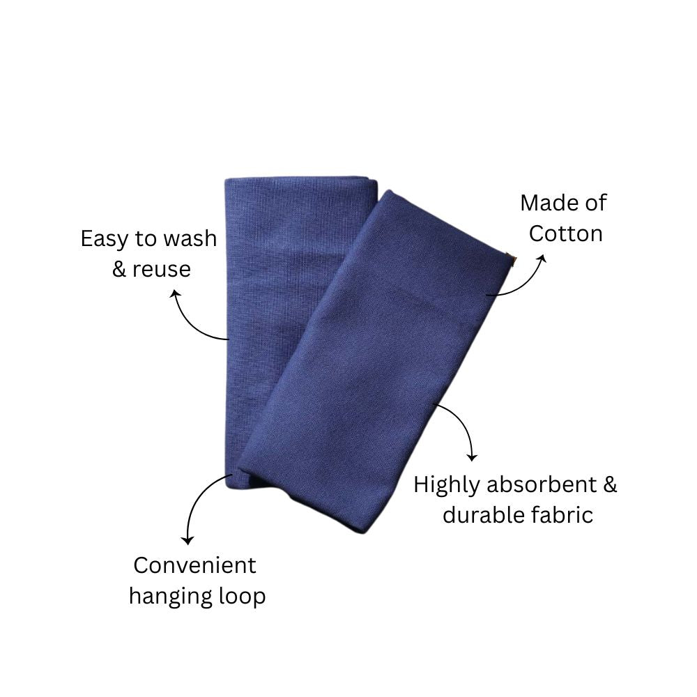 Hygge Cotton Kitchen Towels, Set of 2 - Blue