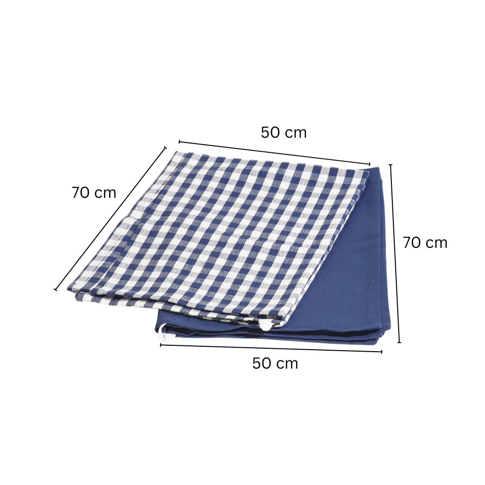 Hygge Cotton Kitchen Towels, Set of 2 - Checks & Blue