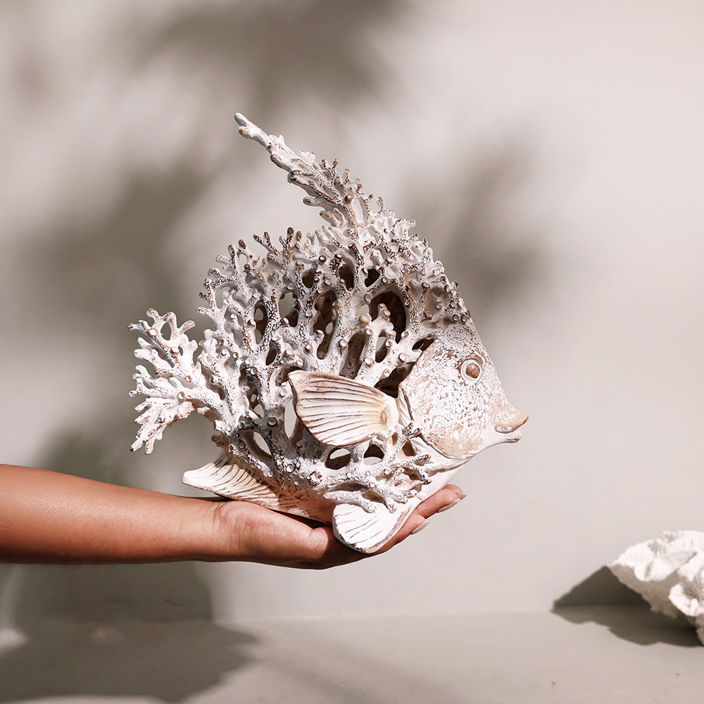 Coral Angelfish Sculpture Large - Vintage White