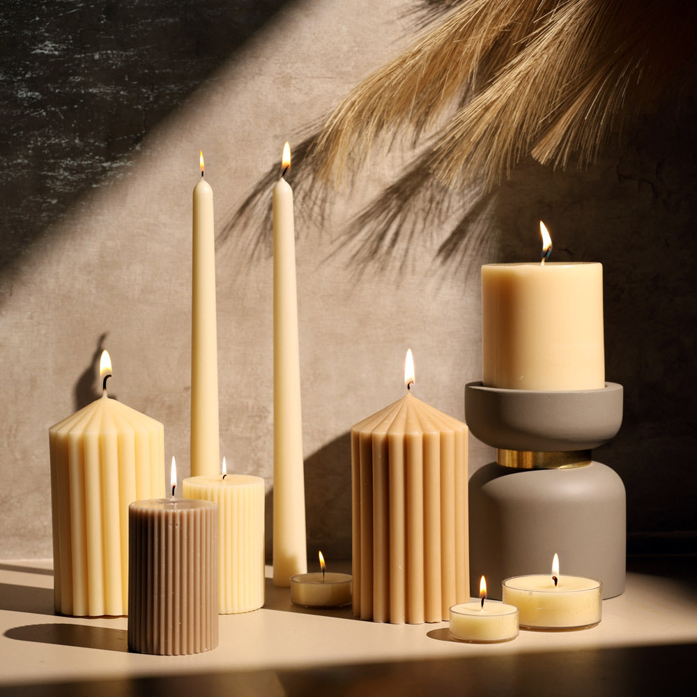 Fluted Column Candle Small - Cream