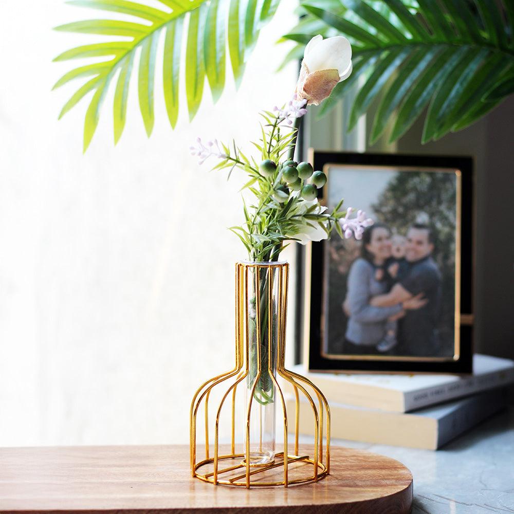 Bud Metal Test Tube Vase Small - Gold