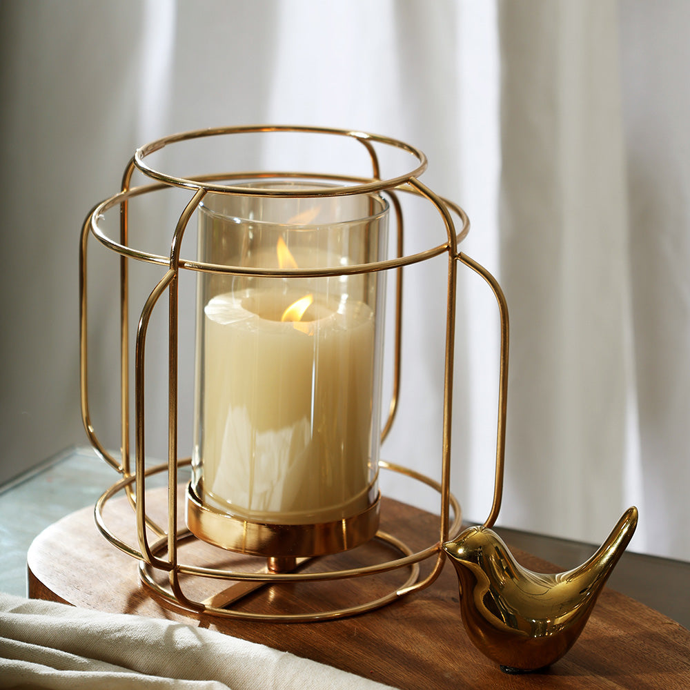 Andrea Wireframe Candle Holder Medium - Gold