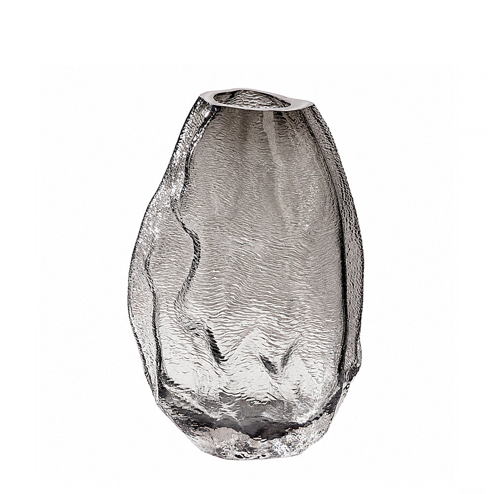 Ignis Textured Glass Vase Medium - Pale Grey