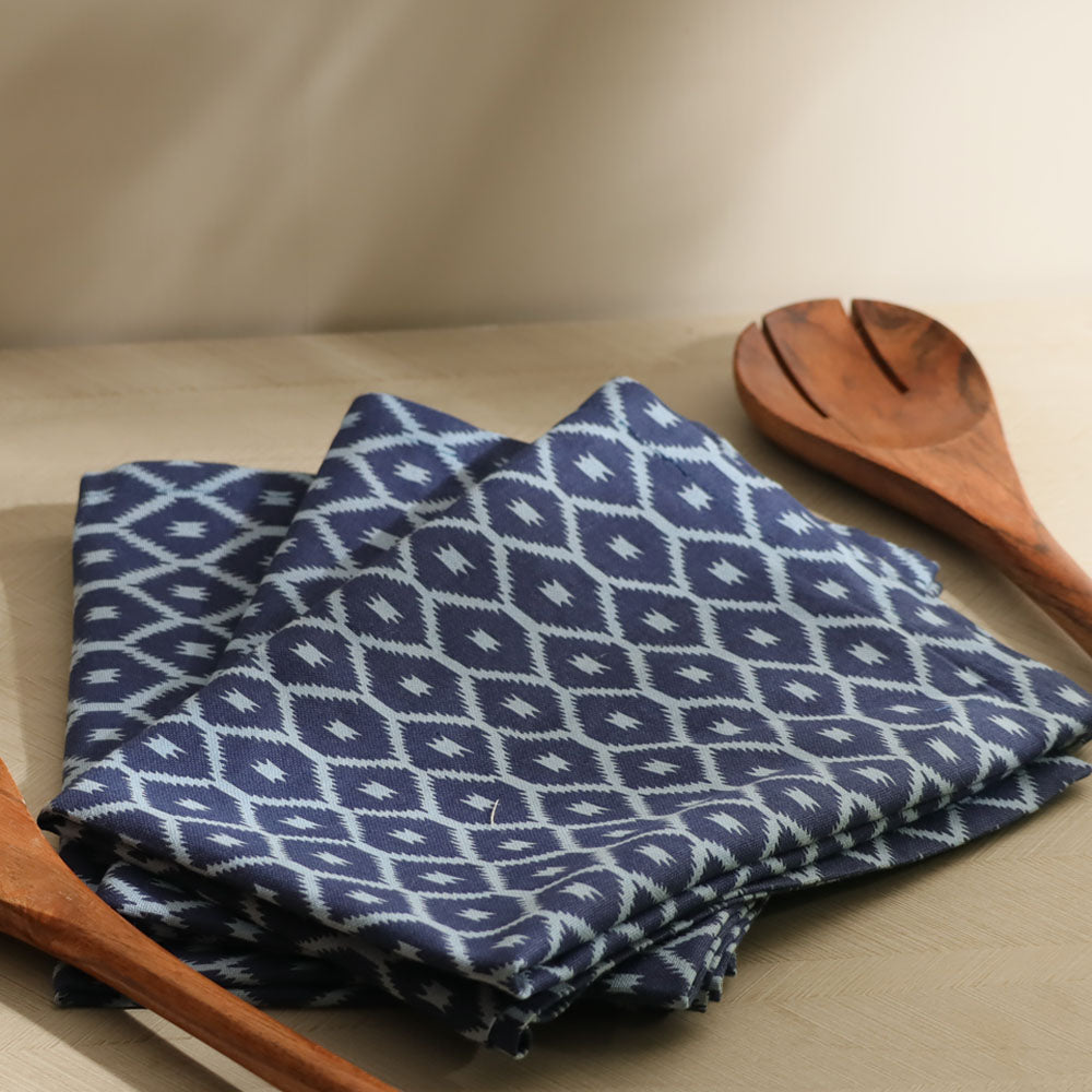 Ikat Kitchen Towels, Set of 3  - Dark Blue