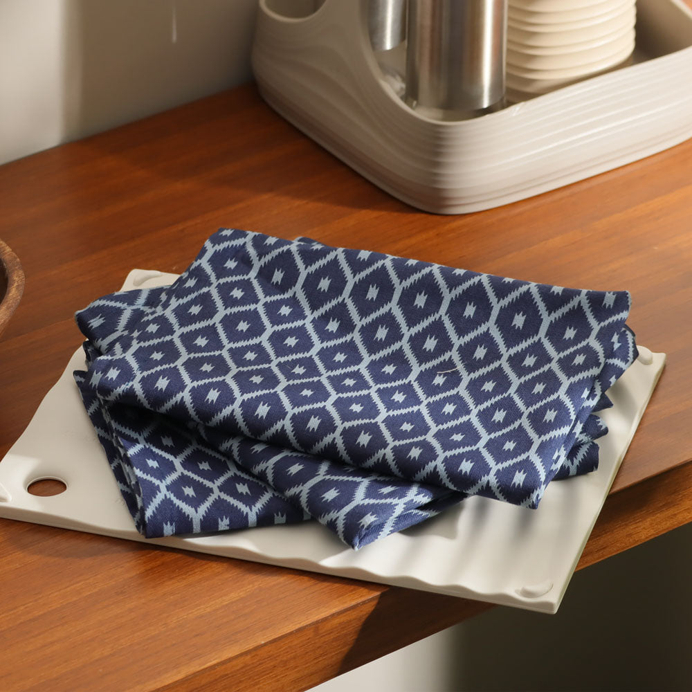 Ikat Kitchen Towels, Set of 3  - Dark Blue