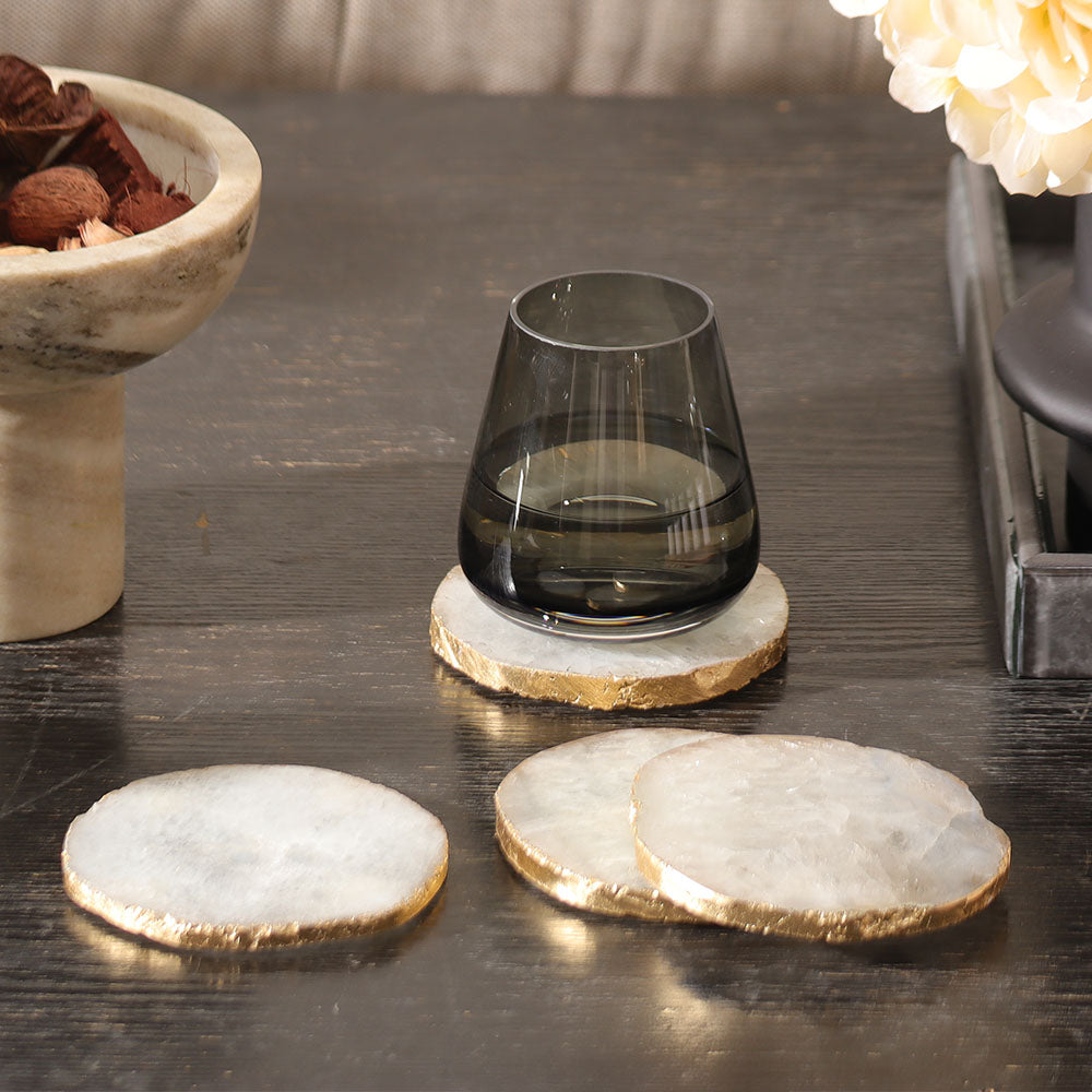 Imperial Agate Coasters, Set of 4 - Natural Gold