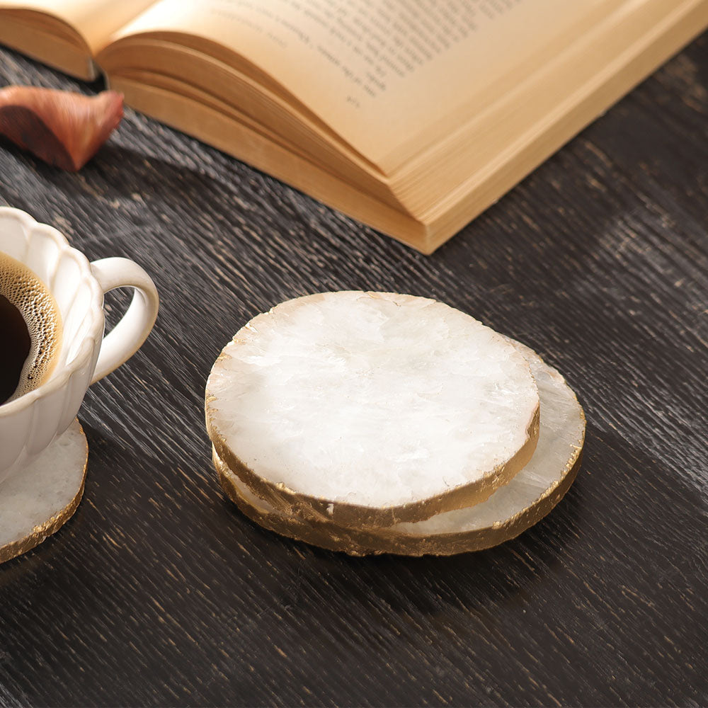 Imperial Agate Coasters, Set of 4 - Natural Gold