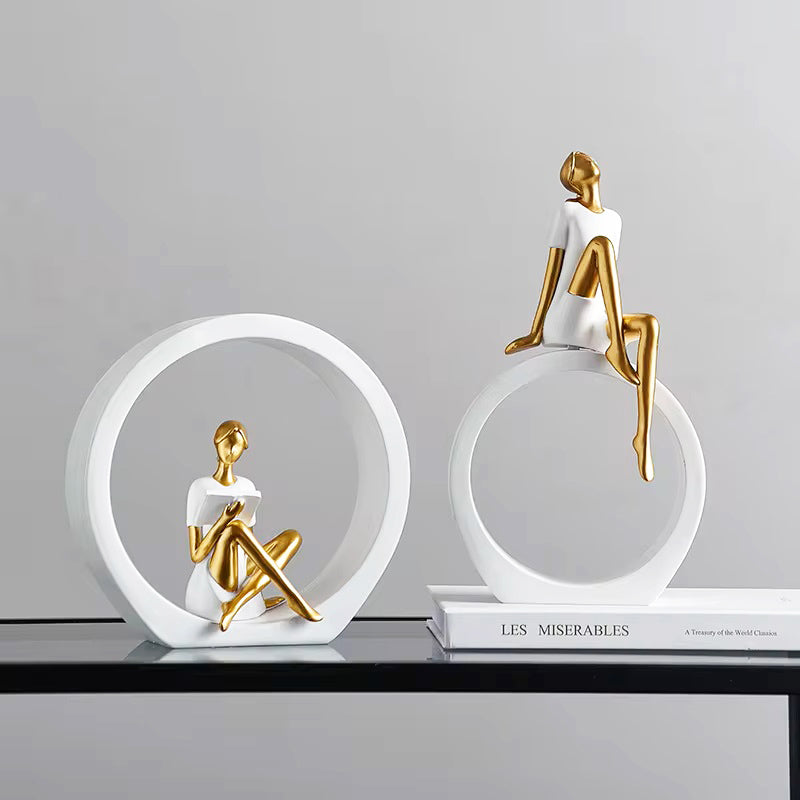 In The Ring Decorative Sculpture - White