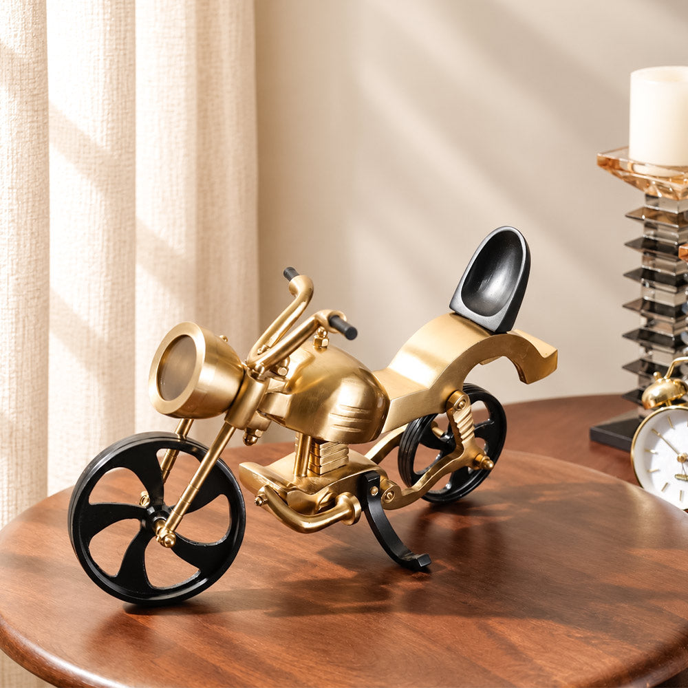 Antique Motorcycle Sculpture Large - Gold Black