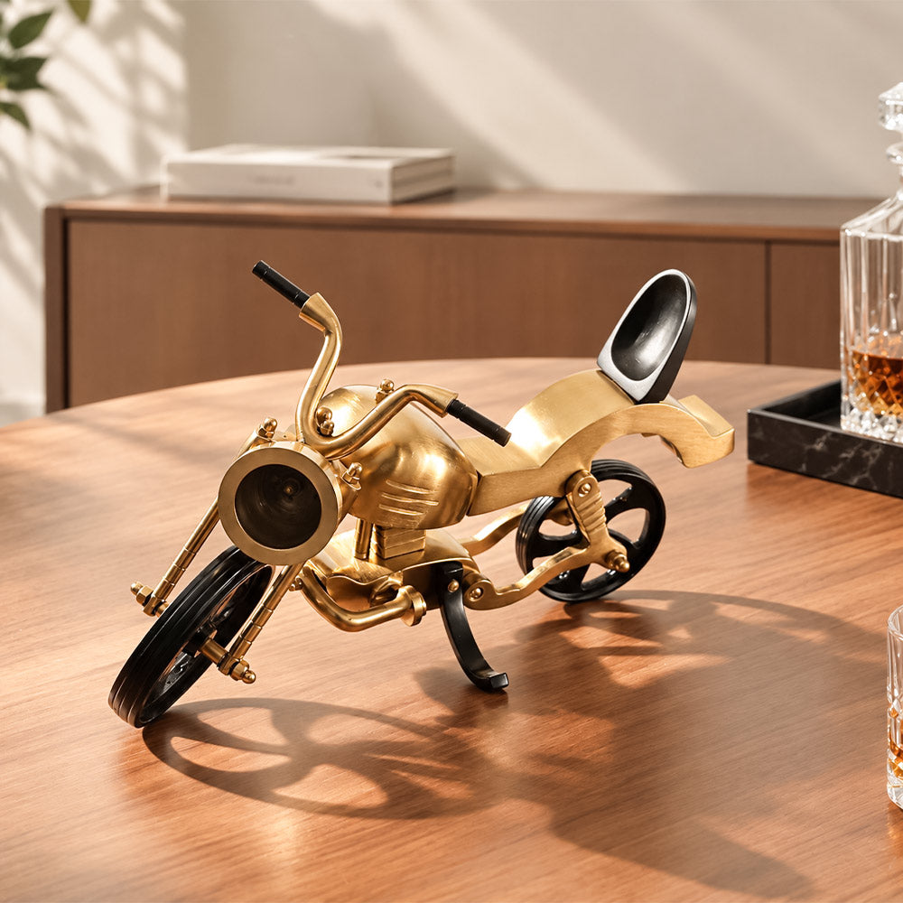 Antique Motorcycle Sculpture Large - Gold Black