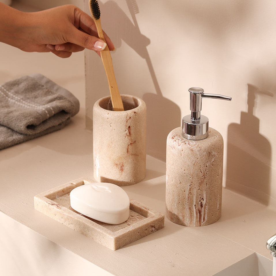 Inez 3-piece Bathroom Set - Marbled Sandstone