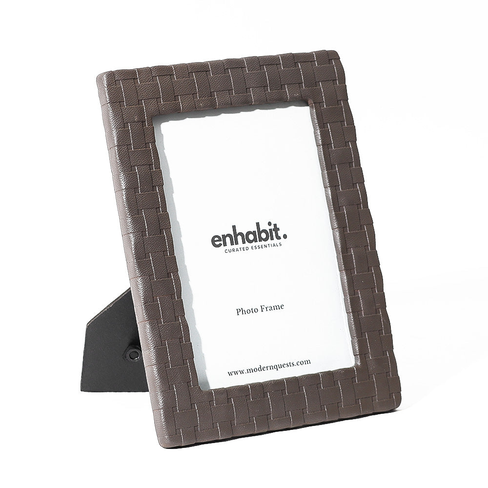 Checks Photo Frame Large - Bistre Brown