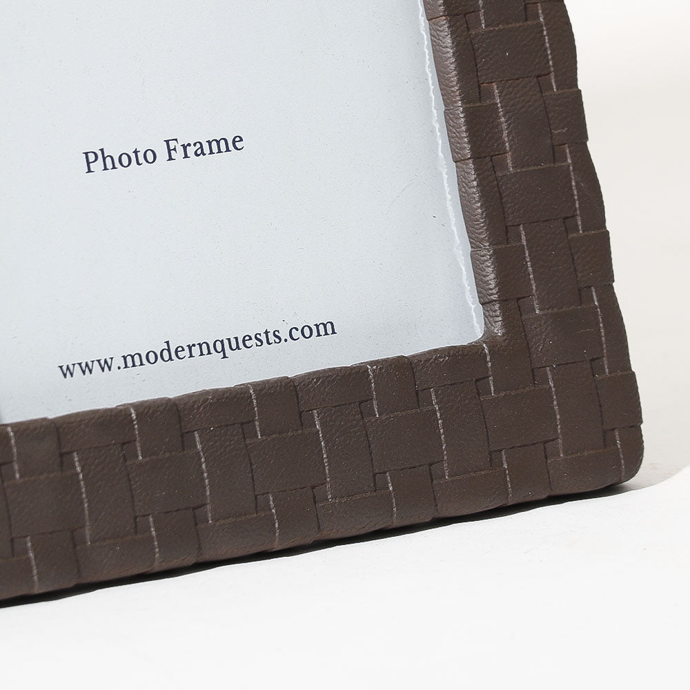 Checks Photo Frame Large - Bistre Brown