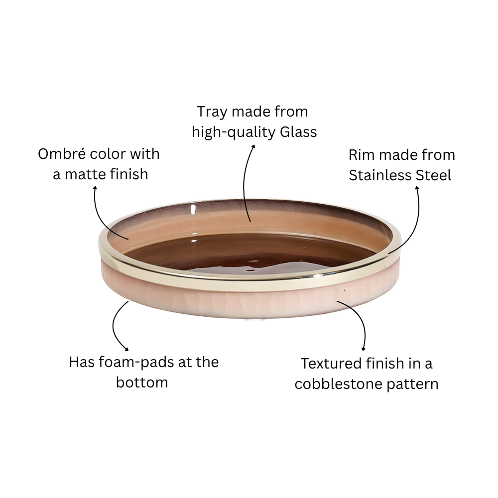 Iris Glass Round Vanity Tray - Pink Ombre