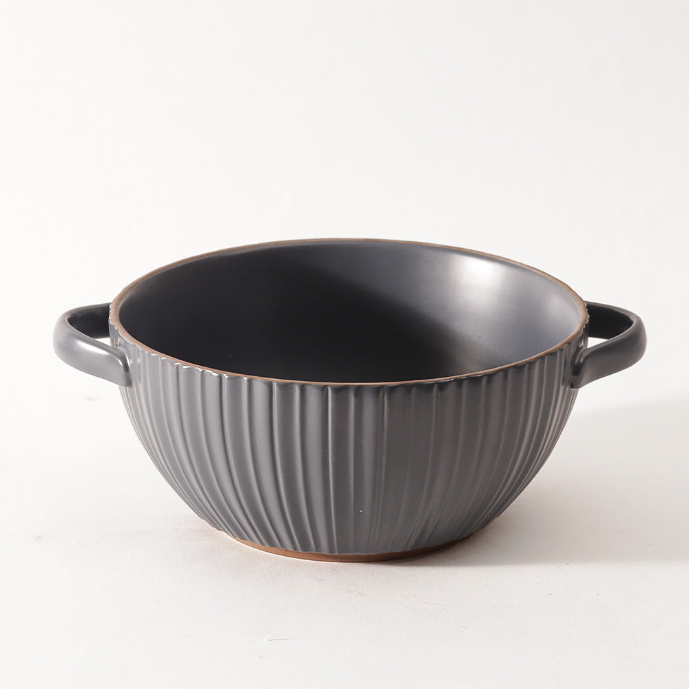 Isla Serving Bowl with Handles - Dark Grey