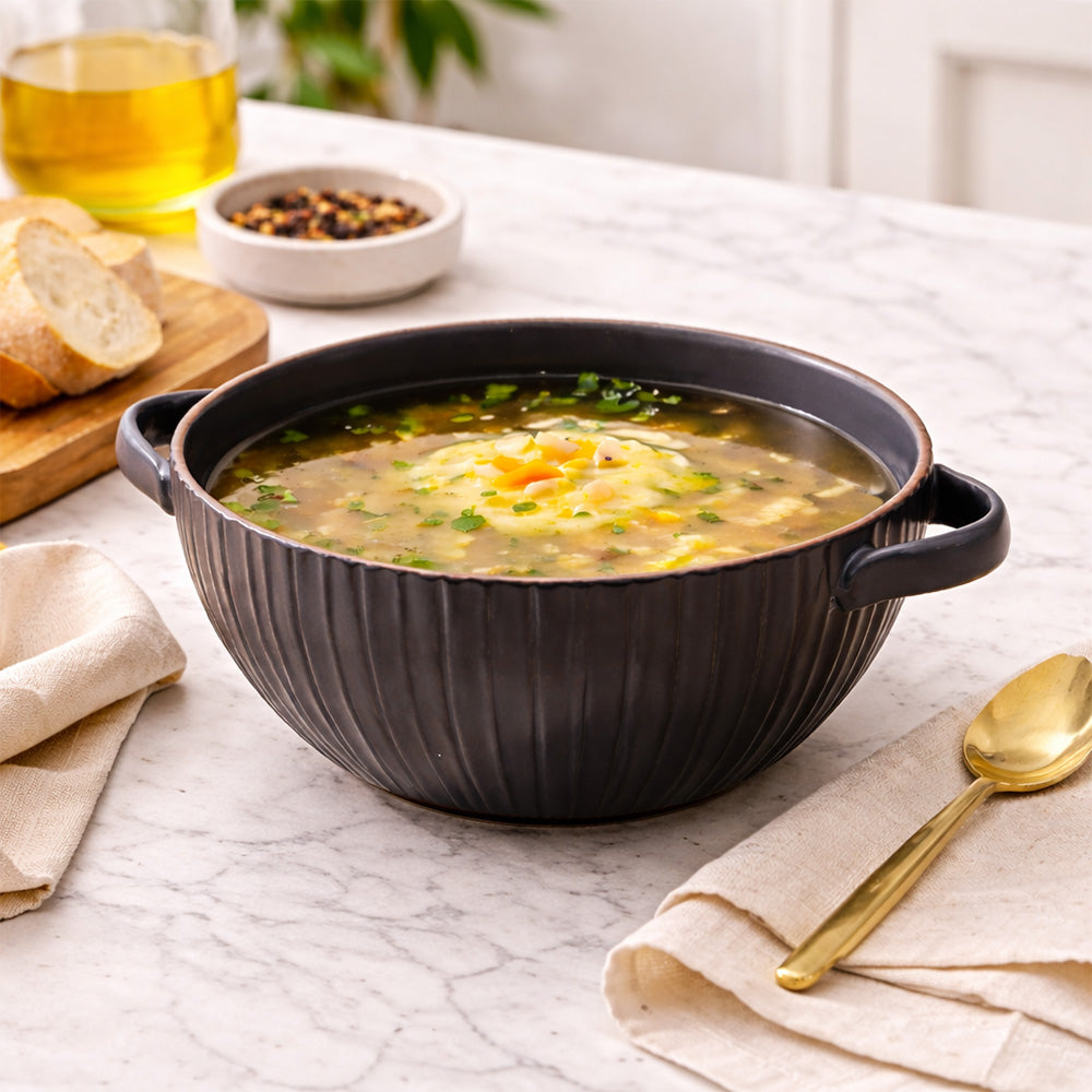 Isla Serving Bowl with Handles - Dark Grey