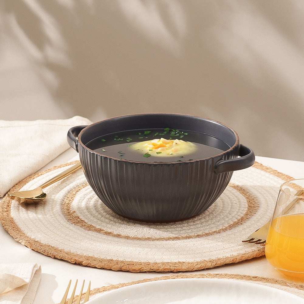 Isla Serving Bowl with Handles - Dark Grey