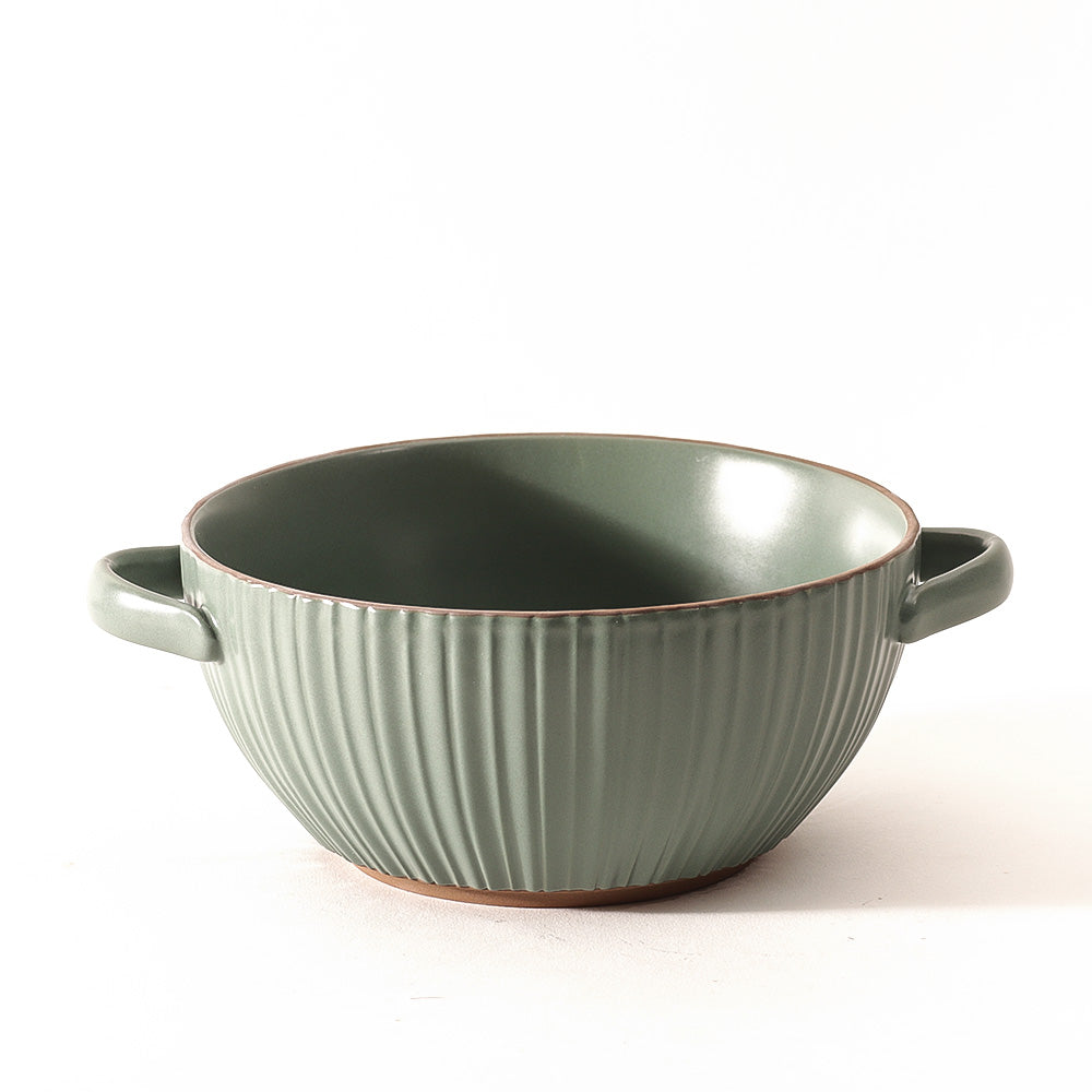 Isla Serving Bowl with Handles - Forest Green