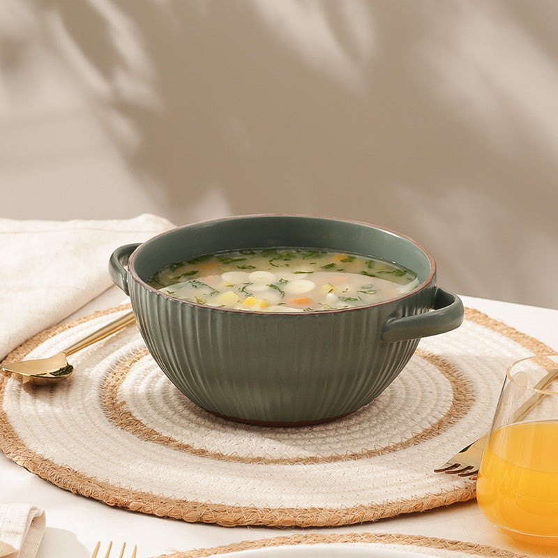 Isla Serving Bowl with Handles - Forest Green