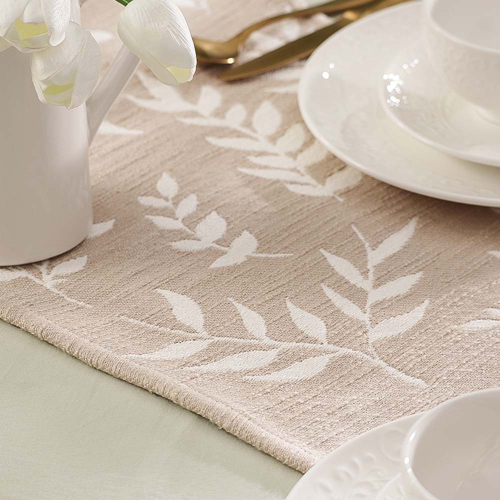 Ivy Vine Table Runner - White Greige
