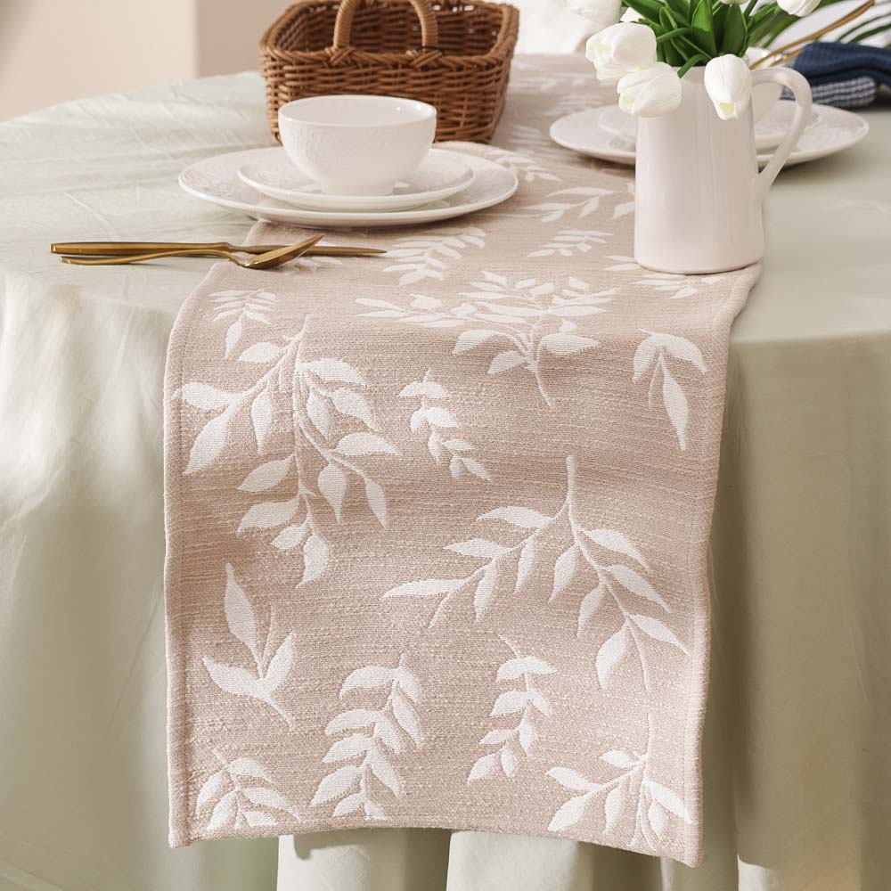 Ivy Vine Table Runner - White Greige