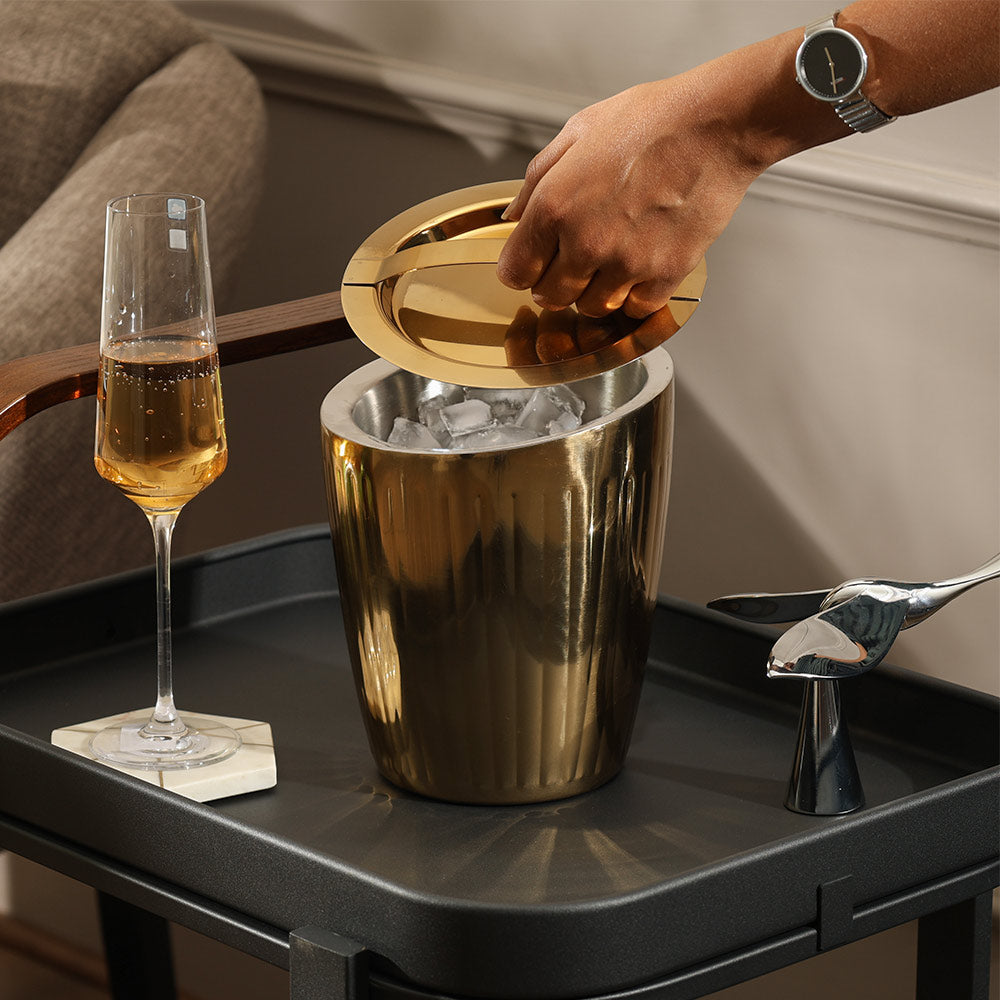 Janus Double-Walled Ice Bucket with Lid - Gold