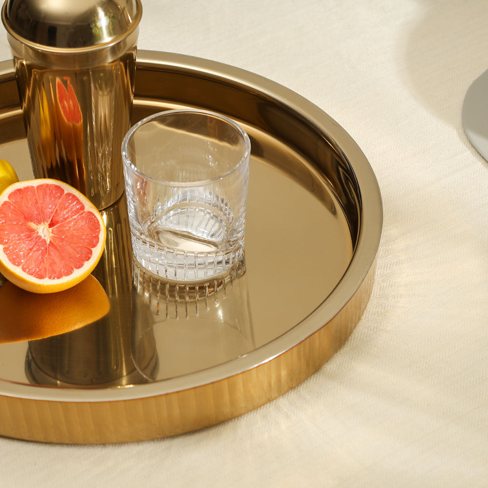 Janus Double-Walled Round Tray Large - Gold