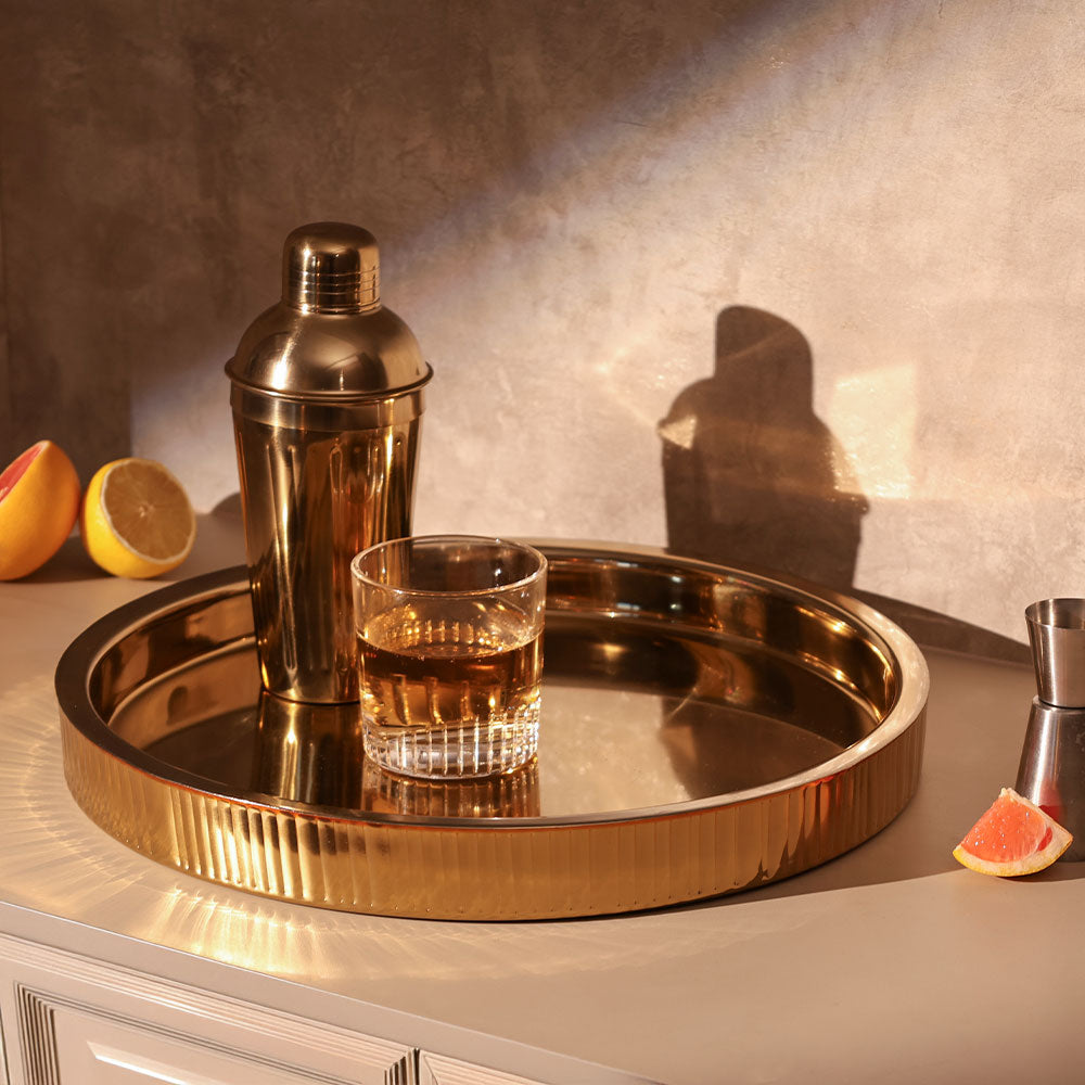 Janus Double-Walled Round Tray Large - Gold