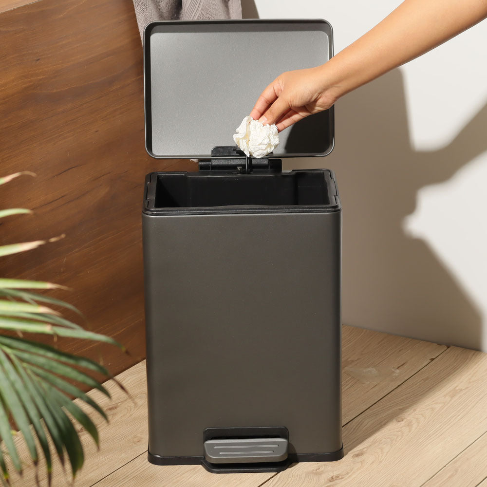 Jasper Rectangular Pedal Bin 12L - Dark Grey