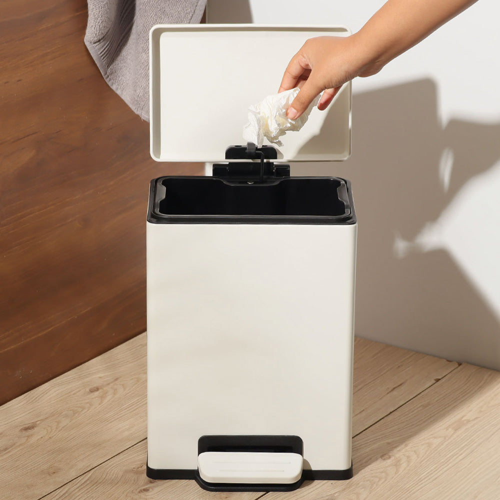 Jasper Rectangular Pedal Bin 7L - White