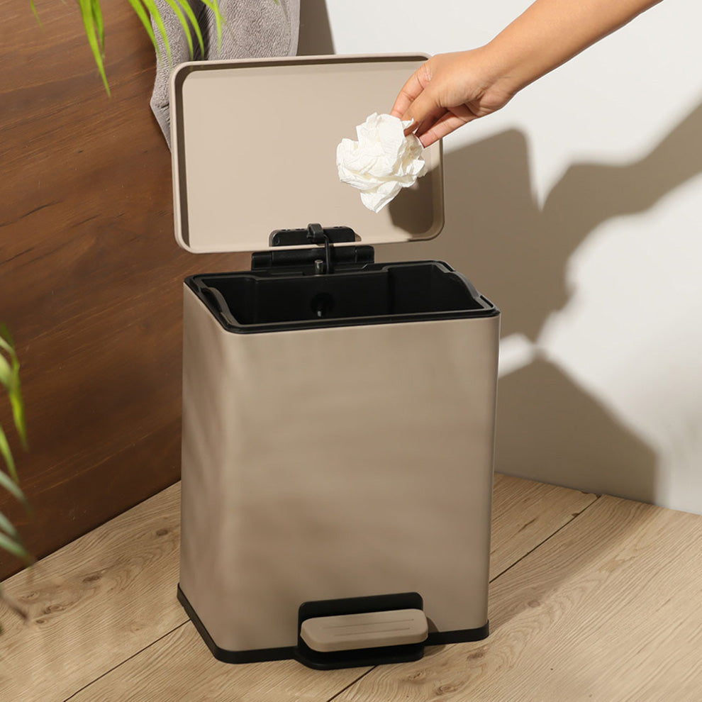 Jasper Rectangular Pedal Bin 9L - Taupe