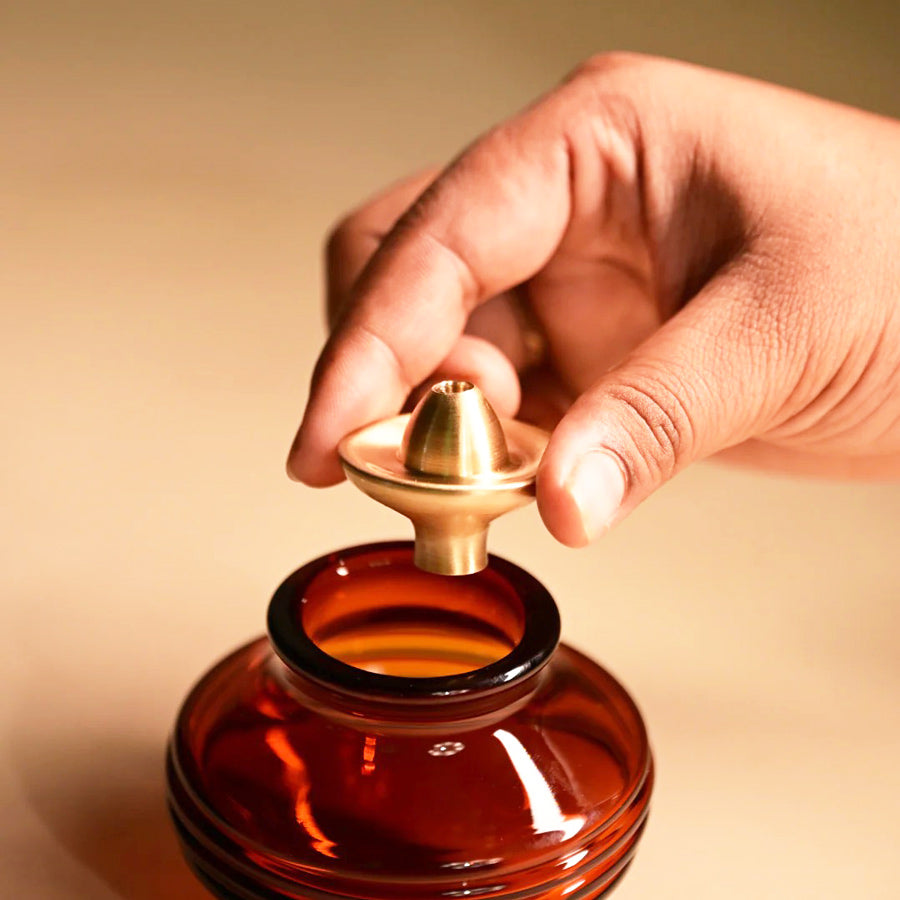 Kalash Oil Lamp - Amber
