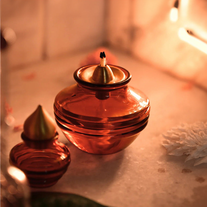 Kalash Oil Lamp - Amber